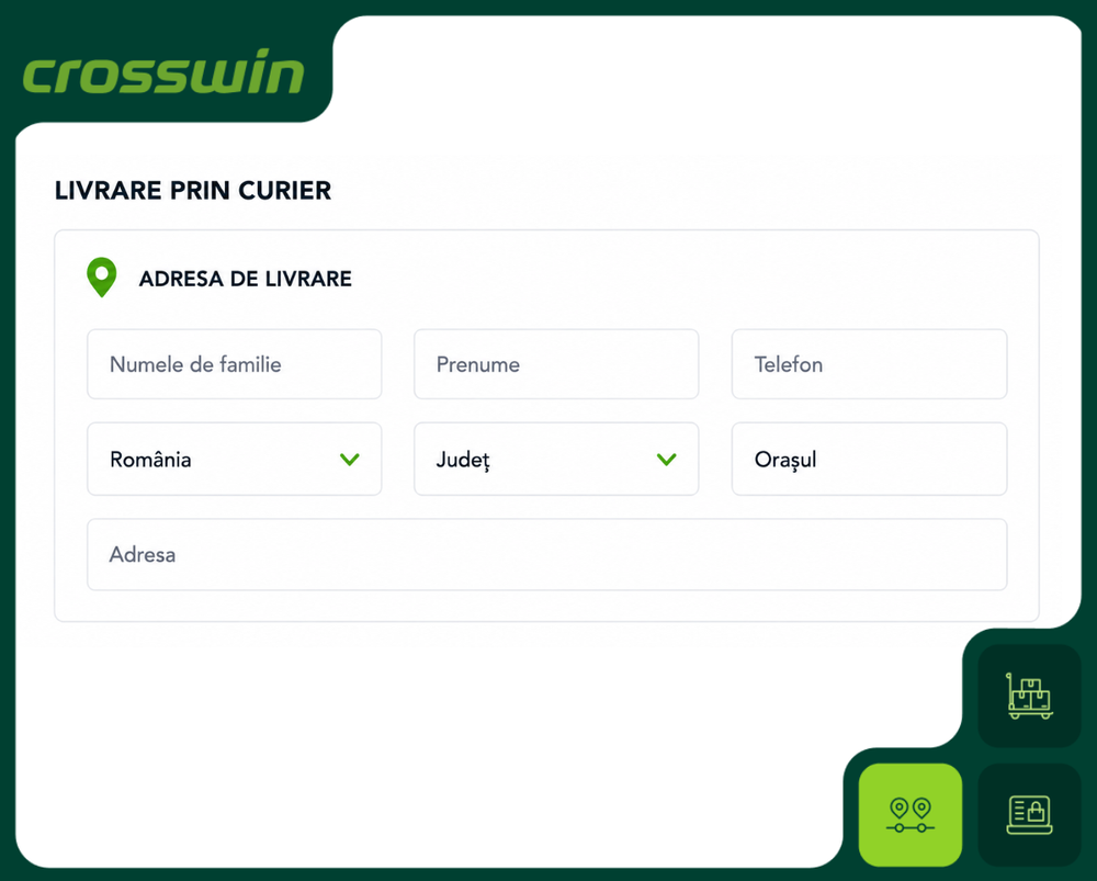 Delivery address form for Romania with Județ and Orașul fields